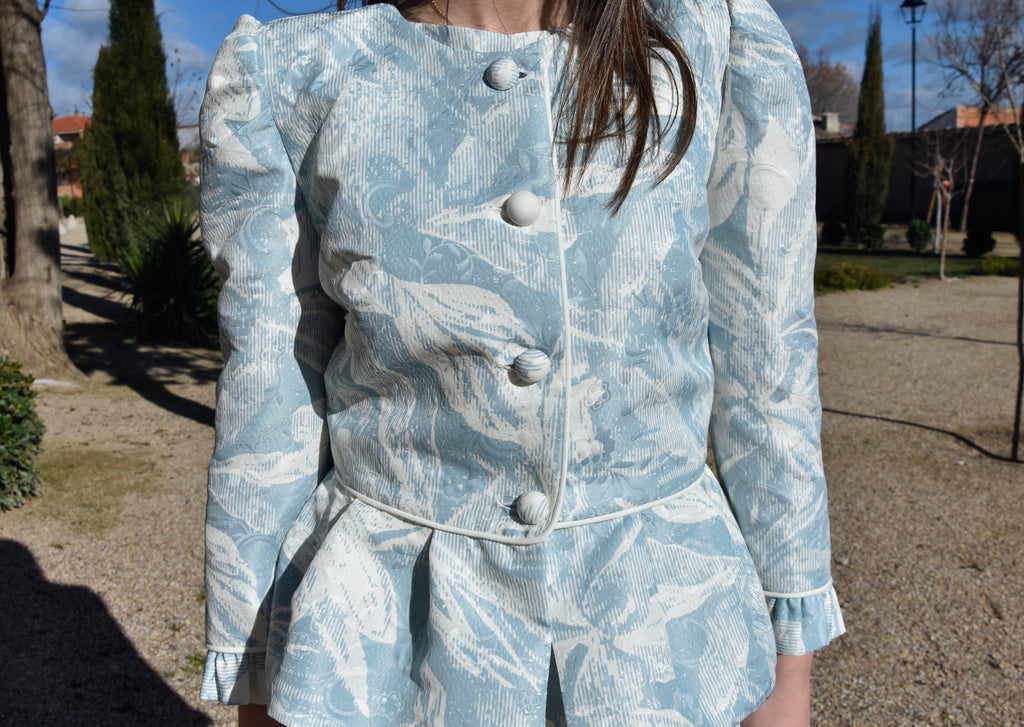 Conjunto Jacket: Dos Piezas con Chaqueta Peplum y Vestido Recto para Mamá de Comunión e Invitada