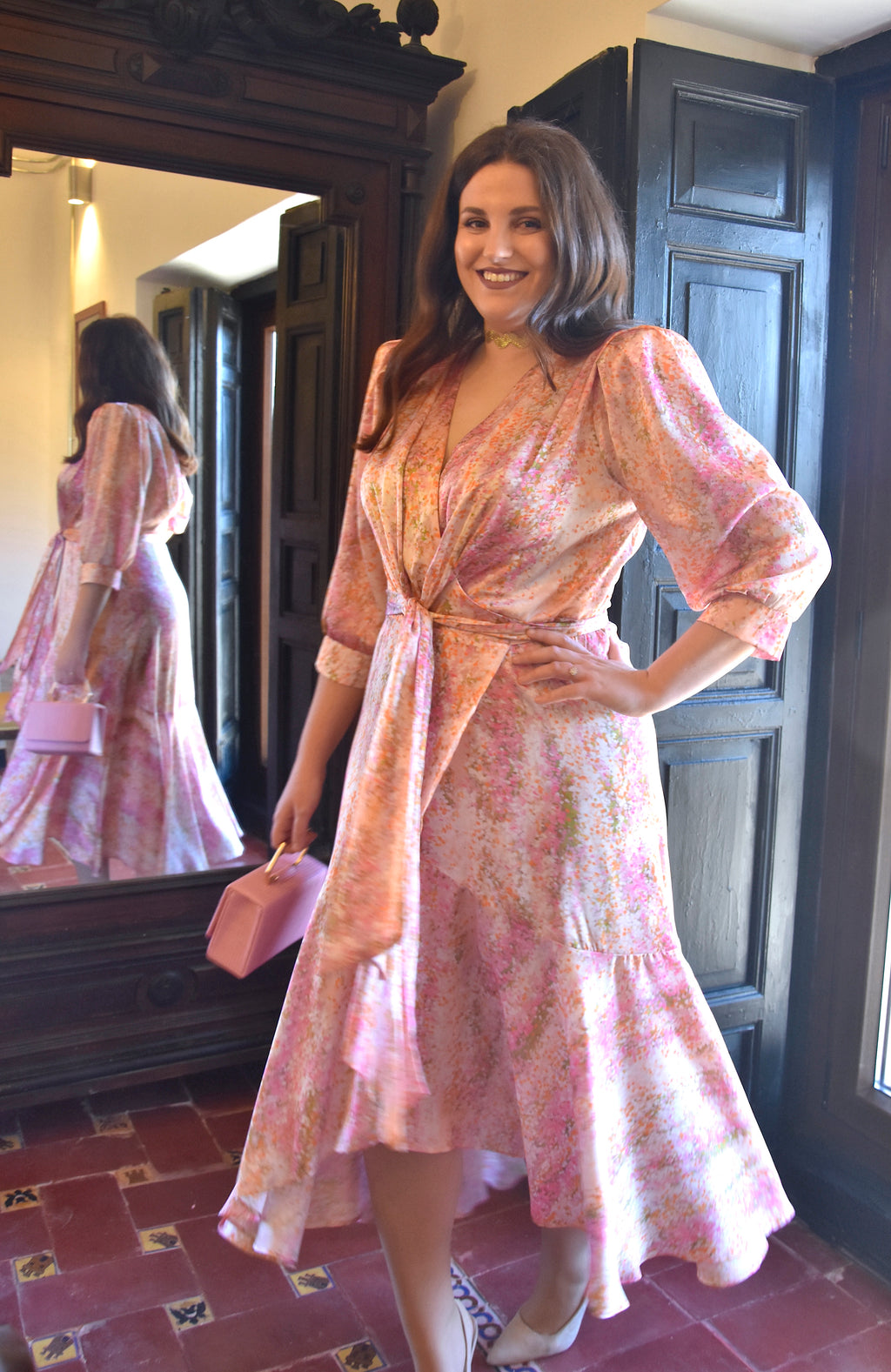 Vestido Merilyn: Corte Evasé Midi con Doble Lazada Multiposición | Made in Spain