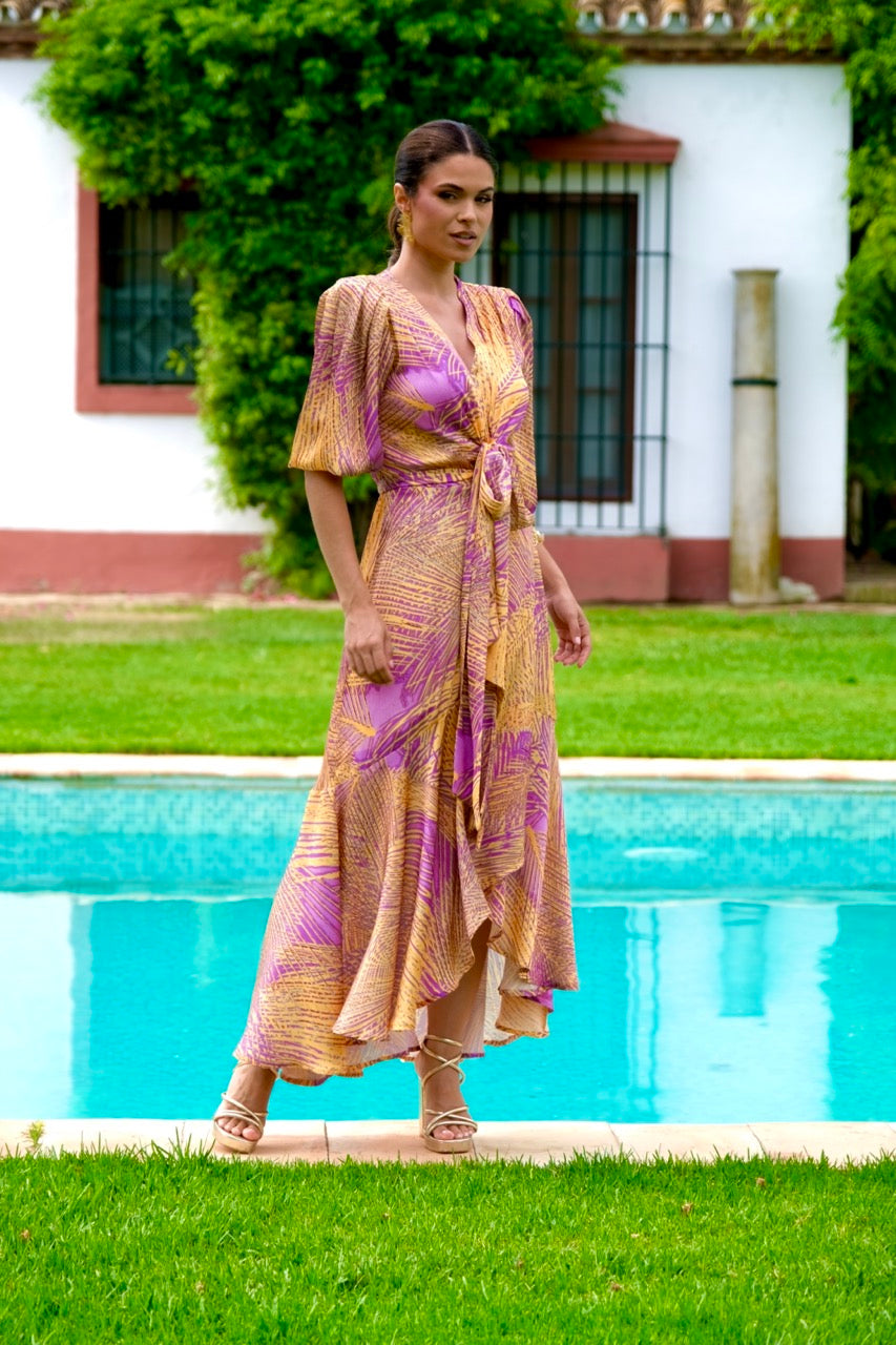 Vestido Merilyn: Corte Evasé Midi con Doble Lazada Multiposición | Made in Spain